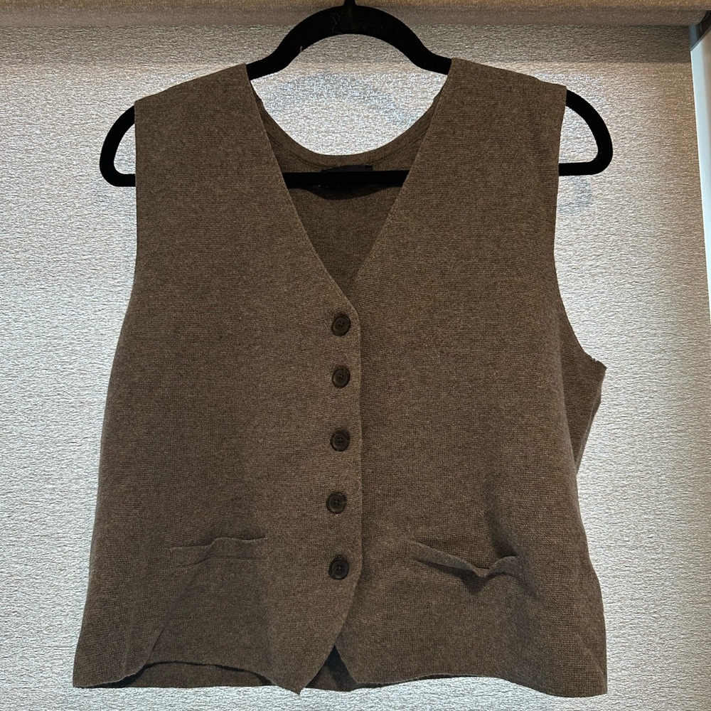 Women's Gray Button-Up Sweater Vest